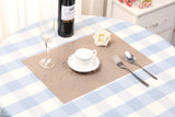 TEMO Placemats with Table Runners, PVC Heat Resistant [Khaki pattern]