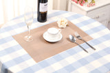 TEMO Placemats with Table Runners, PVC Heat Resistant Table Mats for Kitchen Dining Table, Washable Place Mats, Set of 4[Gold Plaid]