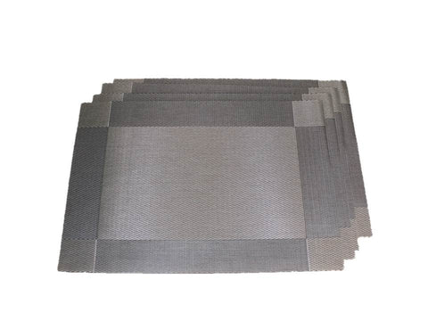 TEMO Placemats with Table Runners, PVC Heat Resistant [Brown plaid]