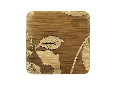 TEMO 4pc Coasters, PVC Heat Resistant [Golden rose]