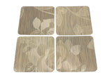 TEMO 4pc Coasters, PVC Heat Resistant [Golden rose]