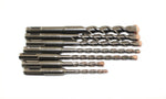 TEMO 7 pc SDS Plus Rotary Hammer Drill Bit Set (3/16", 1/4", 5/16", 3/8", and 1/2") Carbide Tipped  for Drilling Through Concrete, Cement, Stone, Brick, Ceramic Pots