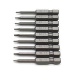 TEMO 10 Pieces T6 Torx Star Head Screwdriver Bit Set, S2 Steel 6 Point T-6 Reduced Round Shaft Screwdriver Insert Bits Hex Shank