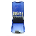 TEMO 5 pc Set Double Cut Carbide Rotary Burr File Tool, 1/2 Inch and 3/8 Inch Heads, 1/4 Inch Diameter 2 Inch Long Shank