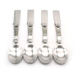 TEMO 4 pc Stainless Steel Three Folding Camping Spoon Dish Washer Safe, 2.25 Inch Folding Length