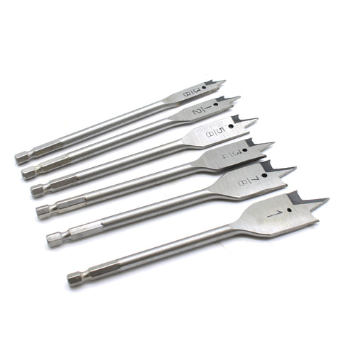 TMAX 6 pc Heavy Duty Spade Drill Bit Set 3/8 Inch To 1 Inch 