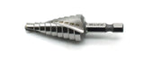 TEMO M35 Cobalt Spiral Flute Step Drill Unibit, 9 Size 1/4" - 3/4", 1/4" Hex Shank