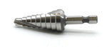 TEMO M35 Cobalt Spiral Flute Type Step Drill, 9 Size from 1/4 Inch To 3/4 Inch, 1/4 Inch Hex Shank