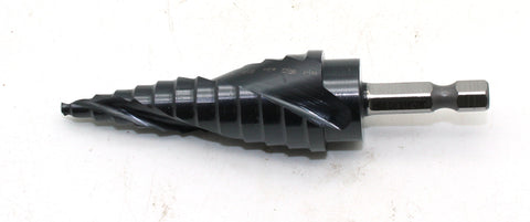 TEMO Black AITiN Coated M35 Cobalt Smooth Step Drill Spiral Flute, 12 Size from 3/16 Inch to 7/8 Inch, 1/4 Inch Hex Shank