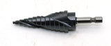 TEMO Black AITiN Coated M35 Cobalt Smooth Step Drill Spiral Flute Unibit, 12 Size 3/16" - 7/8"