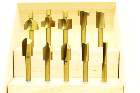 TMAX 10p High Speed Steel TITANIUM Coated ROUTER BITS Set fit DREMEL