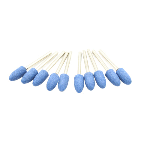 TMAX 10 pc 8mm Bullet Blue Mounted Stone Point Grinding for Dremel