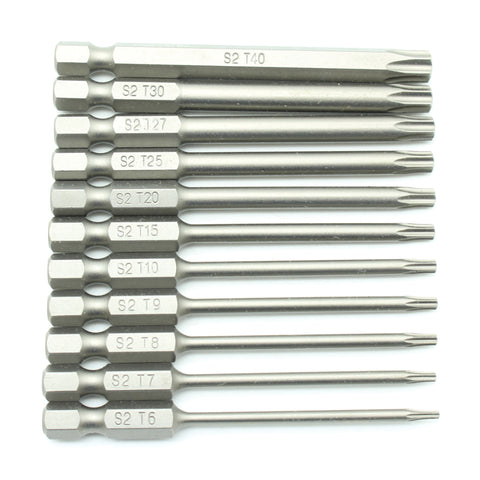 TMAX 11 Piece Torx Set T6-T40 1/4 Inch Hex Shank 3 Inch Length