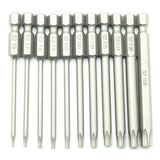 TMAX 11 pc Torx Set T6-T40 1/4 Inch Hex Shank 3 Inch Length