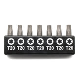 TMAX 7pc 1" T20 Torx Screwdriver Insert Bit Set - Quick Change Star Driver Bits for T-20 Screws & Heads