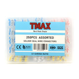 TMAX 250pc Solder Seal Wire Connectors, Automotive Heat Shrink Butt Connectors Solder Sleeve Waterproof Insulated Electrical Wire TerminalsWaterproof Insulated Electrical Wire Terminals