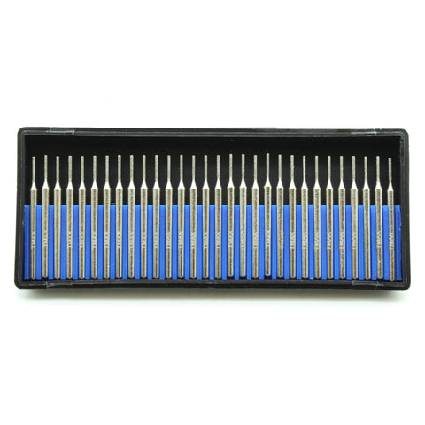 TMAX 30 pc 1 mm (1/32 Inch) Medium Grit 150 Diamond Coated Burrs Glass Drill Bit Set with 1/8 Inch Shank for Dremel Rotary Tools