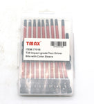 TMAX 20 pc T20 Torx Impact-Grade Torsion-Zone Driver Bits with Color Sleeve