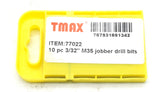 TMAX 10 pc 3/32” Cobalt Jobber Drill Bits, M35 High Speed Steel