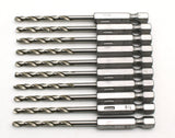 TMAX 10 pc 1/8" M35 Cobalt Jobber Drill Bits, 3-1/4" Total Length, 1-1/4" Working Length