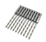 TMAX 10 pc 1/8 Inch M35 Cobalt Stubby Drill Bits, Stainless Steel & Hard Metals, w/ 1/4" Hex Shank