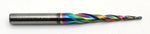 TMAX Rainbow Coated Carbide Milling Cutters 2 Flutes Engraving Ball Tapered Angle 3.6 Deg, 1/16"CD X 1-1/2"CL X 1/4"SD x 3"OL