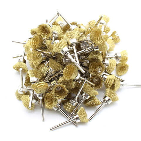 TMAX 100 pc Brass 1/2 Inch Cup Wire Brush Wheel with 1/8 Inch Shank