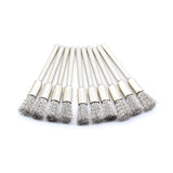 TMAX 100 pc Stainless Steel 1/4 Inch Pen Wire Brush Wheel with 1/8 Inch Shank