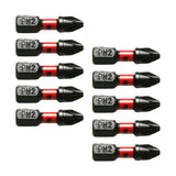 TMAX 50 pc PH2 1" Long Impact Torsion Screwdriver Insert Bits with 1/4" Hex Shank
