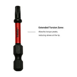 TMAX 25 pc T25 Torx 2" Long Impact Torsion Screwdriver Insert Bits with 1/4" Hex Shank