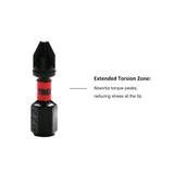 TMAX 50 pc PZ2 Pozi 1" Long Impact Torsion Screwdriver Insert Bits with 1/4" Hex Shank