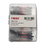 TMAX 25 pc PZ2 Pozi 2" Long Impact Torsion Screwdriver Insert Bits with 1/4" Hex Shank
