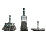 TMAX 3pcs Carbon Steel Wire Wheel Brush Set with 1/4-Inch Hex Shank 