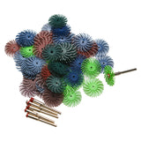 TMAX 66 pc Radial Bristle (1/8" Shank Mandrel) for Rotary Tool - Mixed Grit