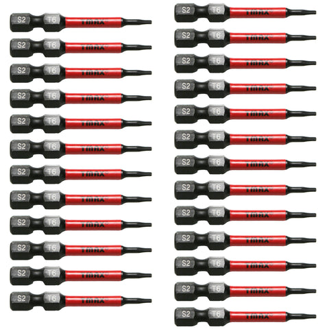 TMAX 25 pc Torx T6, 2 Inch Long Screwdriver Insert Bit with 1/4 Inch Hex-Shank 