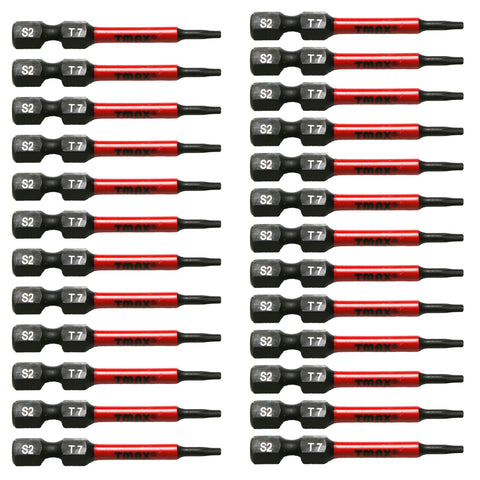 TMAX  25 pc Torx T7, 2 Inch Long Screwdriver Insert Bit with 1/4 Inch Hex-Shank 