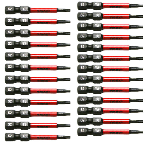 TMAX 25 pc Torx T8, 2 Inch Long Screwdriver Insert Bit with 1/4 Inch Hex-Shank 