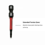 TMAX 25 pc Torx T9, 2" Long Impact Torsion Screwdriver Insert Bits with 1/4" Hex-Shank