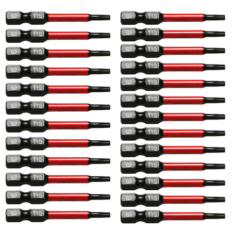 TMAX 25 pc Torx T10, 2 Inch Long Screwdriver Insert Bit with 1/4 Inch Hex-Shank 