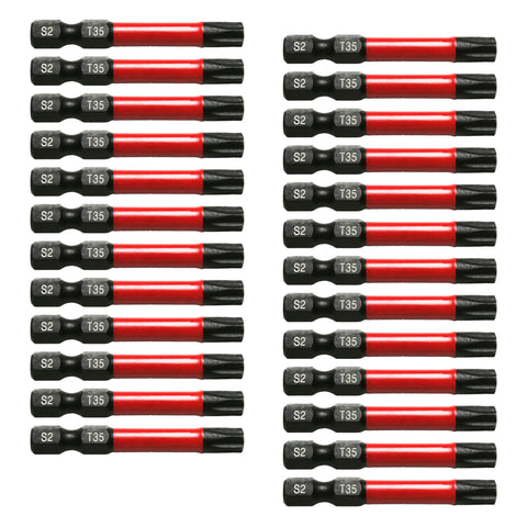 TMAX 25 pc Torx T35, 2 Inch Long Screwdriver Insert Bit with 1/4 Inch Hex-Shank 