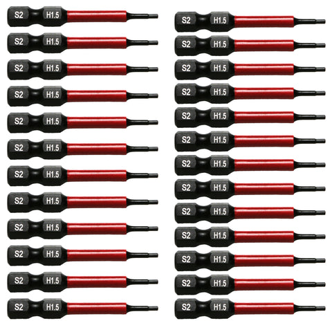 TMAX 25 pc H1.5 Hex Head Allen Wrench Screwdriver Insert Bit Set, 1/4 " Hex-Shank