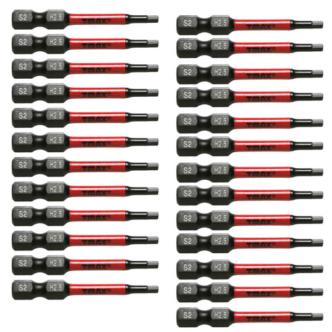 TMAX 25 pc H2.5 Hex Head Allen Wrench Screwdriver Insert Bit Set, 1/4 " Hex-Shank