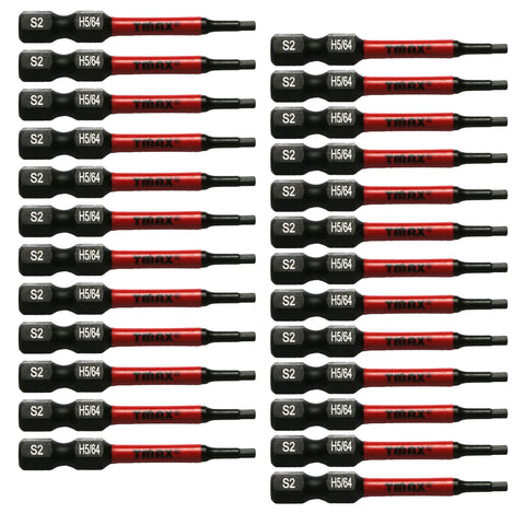 TMAX 25 pc H5/64" Hex Head Allen Wrench Screwdriver Insert Bit, 1/4 " Hex-Shank