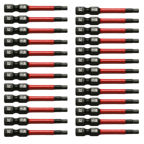 TMAX 25 pc H1/8" Hex Head Allen Wrench Screwdriver Insert Bit, 1/4 " Hex-Shank