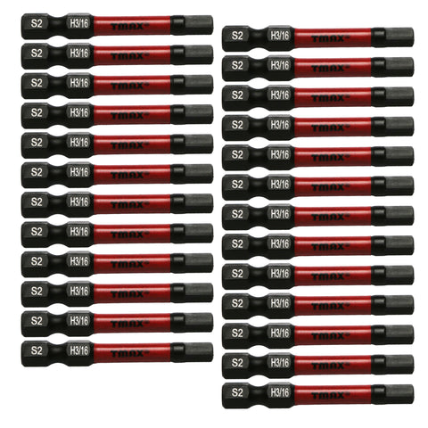TMAX 25 pc H3/16" Hex Head Allen Wrench Screwdriver Insert Bit, 1/4 " Hex-Shank