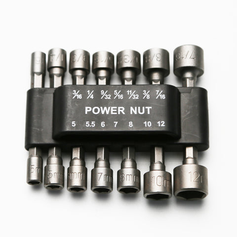 TMAX 14pc Cr-V Steel Imperial and Metric Impact Power Hex Nut Driver Master Kit with 1/4" Hex Shank