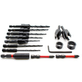 TMAX 15pc Countersink Drill Bit Set for Screws,With Tapered Drills, Wood Plug Cutters And PH bits