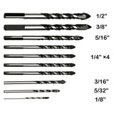 TMAX 10 pc 1/8-1/2 Inch Masonry Drill Bit Set with Industrial Strength Carbide Drill Bit Tip
