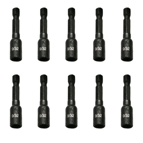 TMAX 10pc 9/32" Magnetic Nut Driver Set Cr-V Steel  Impact Power Hex Nut Driver with 1/4" Hex Shank