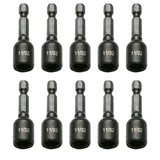 TMAX 10pc 11/32" Cr-V Steel Magnetic Impact Power Hex Nut Driver Set with 1/4" Hex Shank